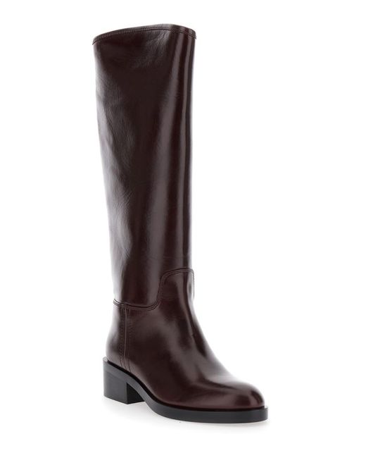 Jeffrey Campbell Brown Knee High Boots With Block Heel