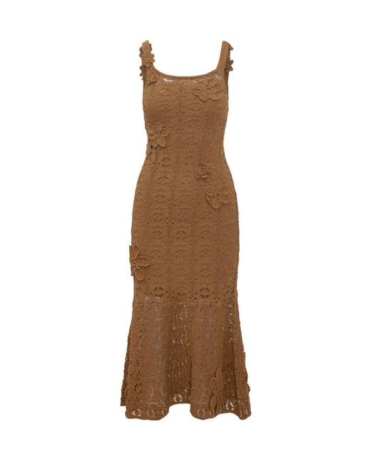 pinko brown dress Pinko One-shoulder Fringed Dress