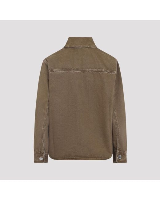 AMI Brown Long Sleeves Logo Shirt for men