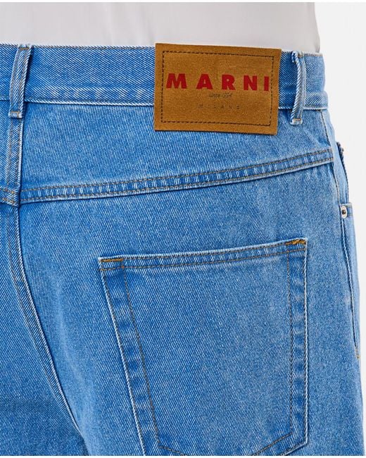 Marni Blue Loose-Fitting Five-Pocket Denim Trousers With Classic Closure for men