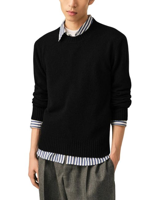 AMI Black Regular Crew Neck Sweater for men