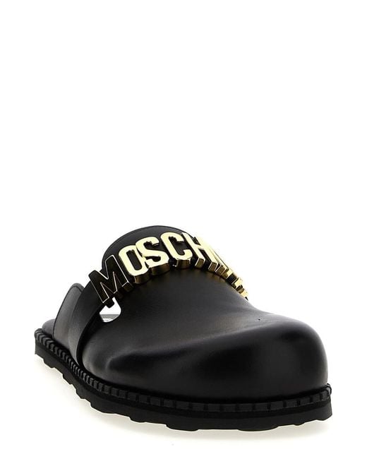 Moschino Black Logo Mules