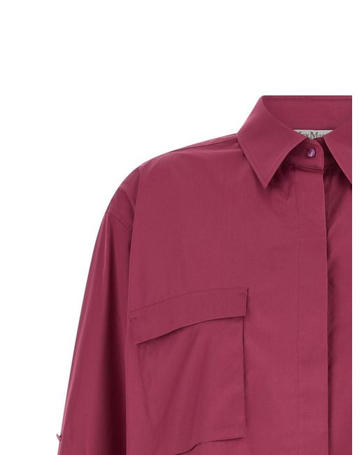 Max Mara Red Oversized Solid Shirt