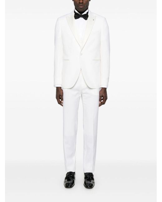Tagliatore White Cream Virgin Wool Single Breasted Suit for men