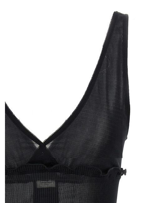 Saint Laurent Black Solid V Neck Top