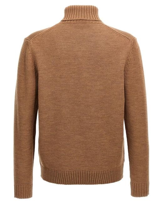 Zanone Brown Turtle-Neck Sweater for men