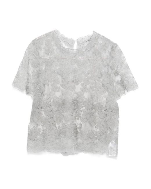 Ermanno Scervino White Lace-Trimmed Short-Sleeved T-Shirt