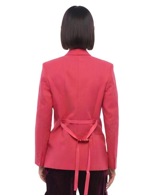 Stella McCartney Pink Solid Peaked Lapel Blazer