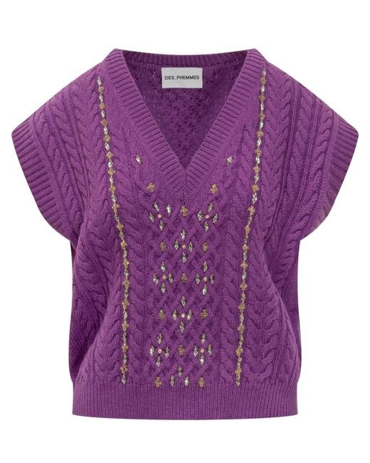 Des Phemmes Purple Knitted Sweater