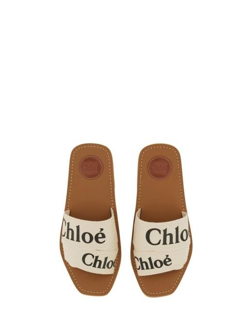 Chloé White Logo Flats
