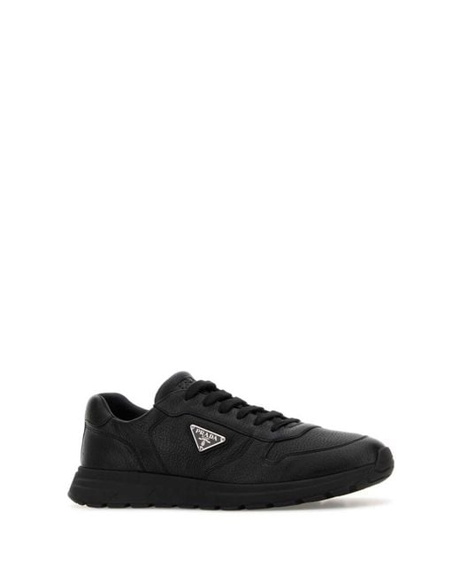 Prada Black Solid Logo Sneakers for men