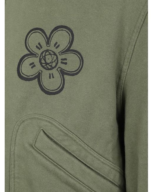 KENZO Green Printed Zip-Up Hoodie for men