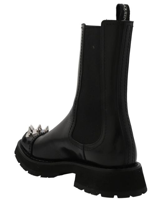 McQueen Black Leather Boots for men