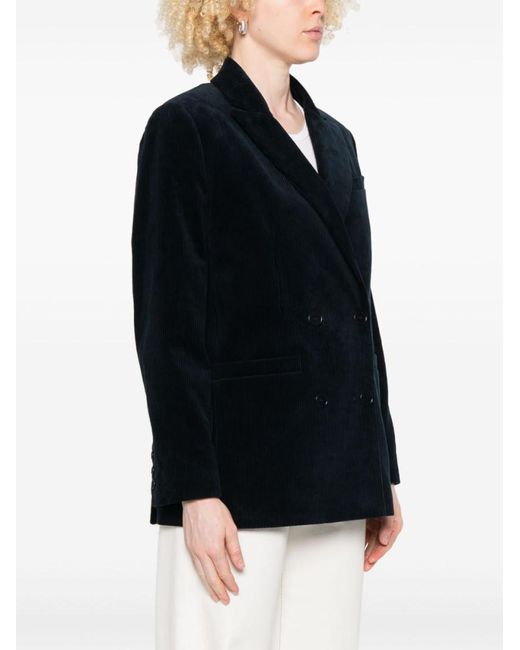 A.P.C. Black Midnight Cotton Blazer With Double-Breasted Design