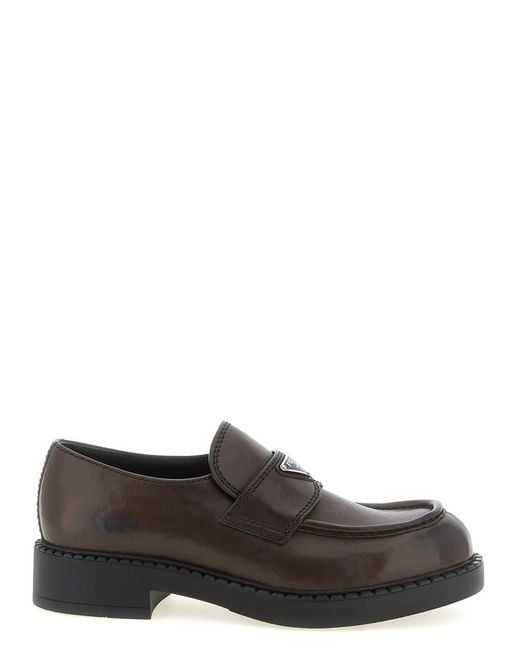 Prada Brown Leather Loafers for men