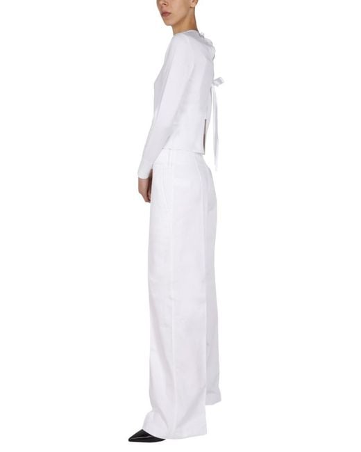 Patou White Solid Crew Neck Sweater