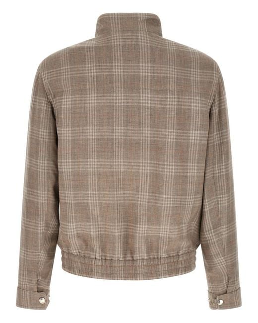 Brunello Cucinelli Brown Plaid Regular Jacket for men