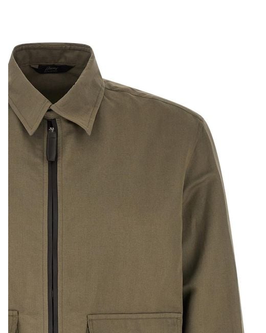 Brioni Green Solid Jacket for men