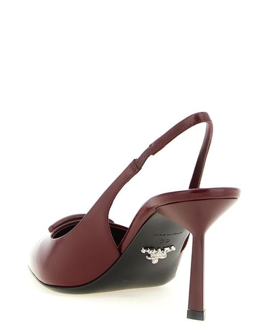 Prada Brown Logo Slingback Pumps