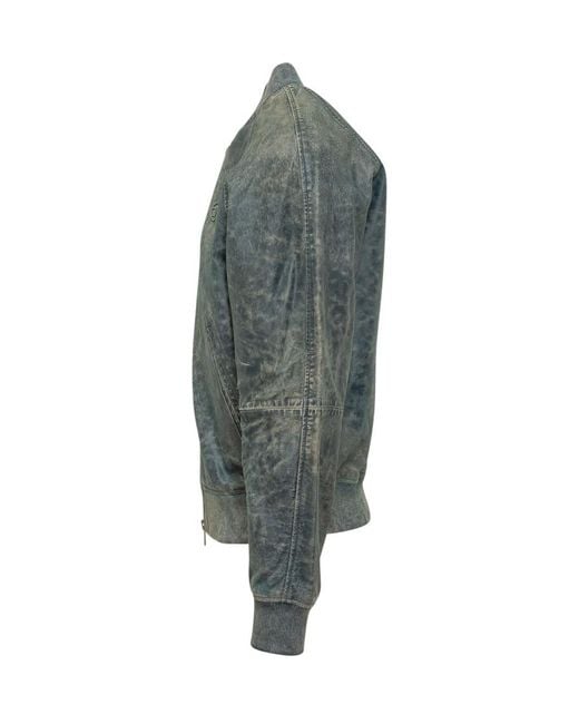 DIESEL Green Solid Band Collar Jacket for men