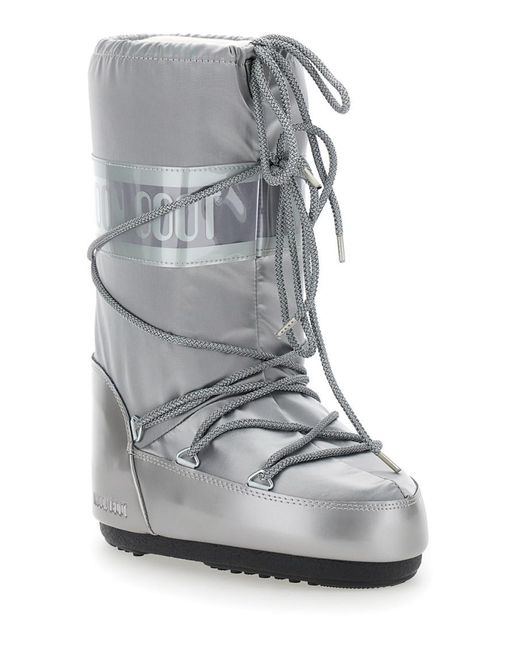 Moon Boot Gray Logo Boots