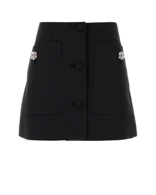 Prada Black Wool Mini Skirt