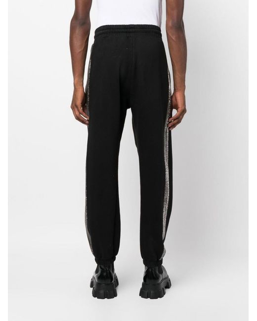Palm Angels Black Logo Print Cotton Track Pants for men
