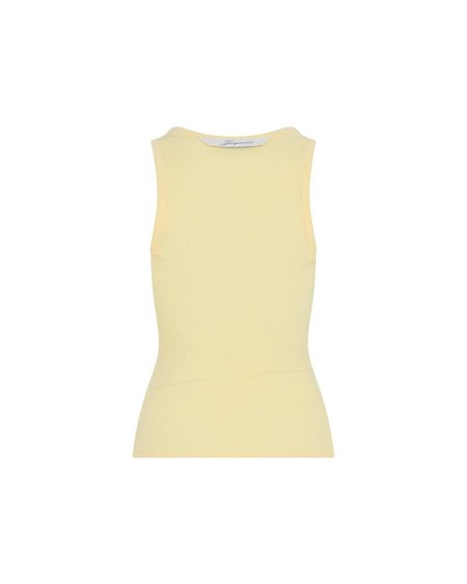 Jacquemus Yellow Solid Scoop Neck Top