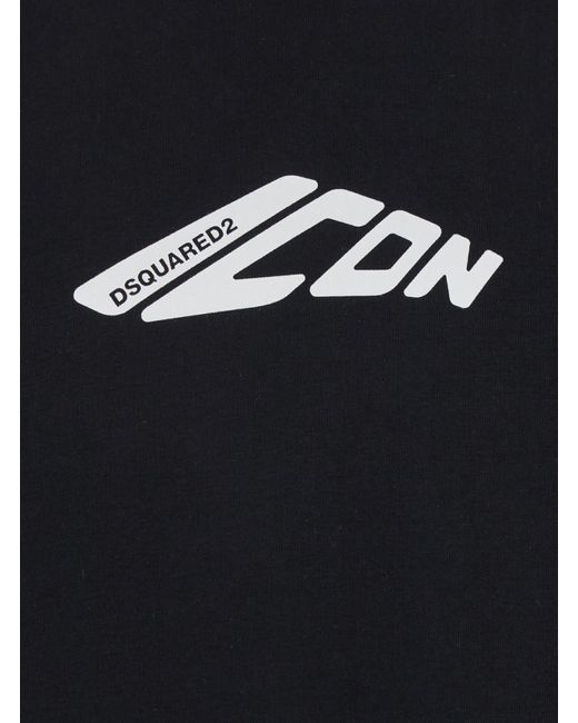 DSquared² Black Cotton Sweatshirt With Front Print for men
