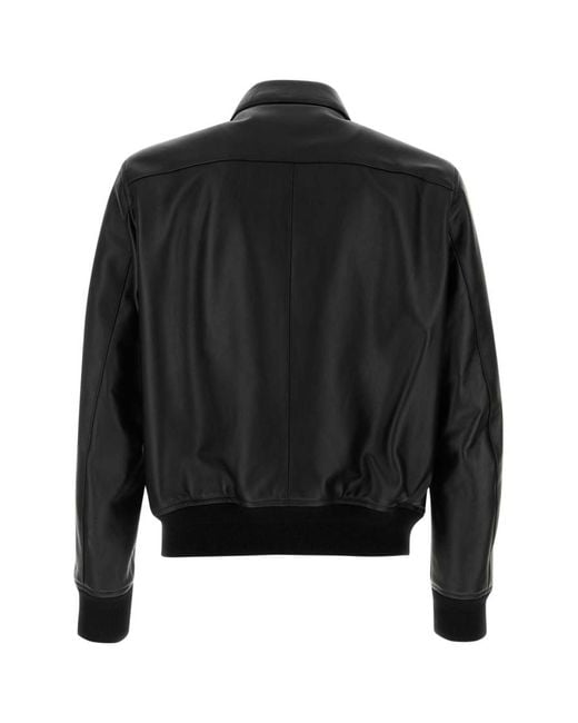 Tom Ford Black Solid Leather Jacket for men