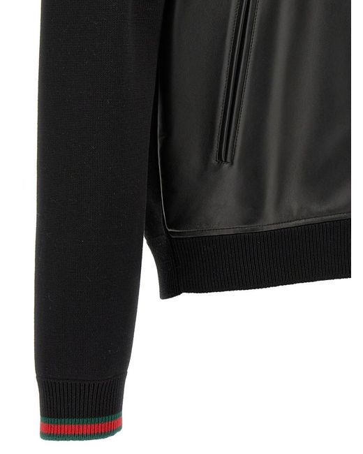 Gucci Black Nappa Leather Bomber Jacket for men