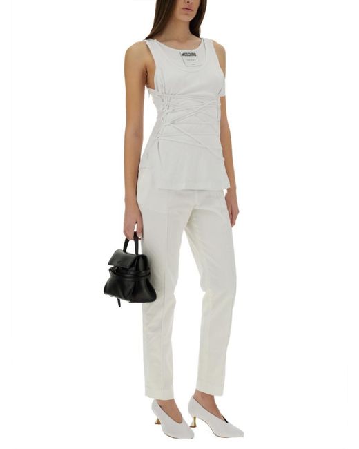 Moschino Gray Solid Scoop Neck Top