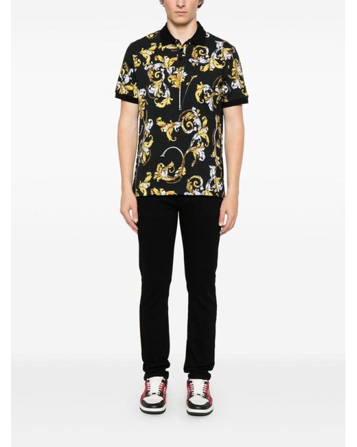 Versace Jeans Couture Green Polo Shirt With Print for men