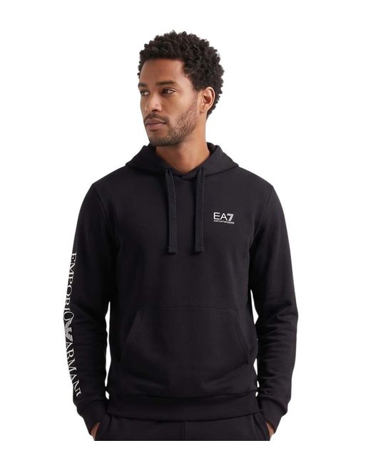 EA7 Black Logo Hoodie for men