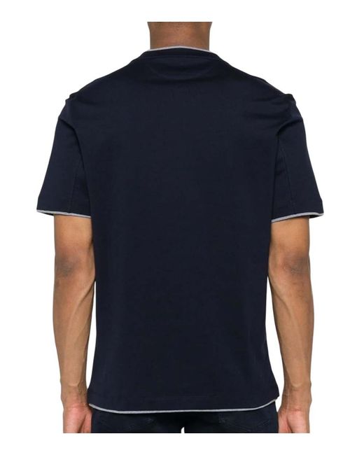Brunello Cucinelli Black Solid T-Shirt for men