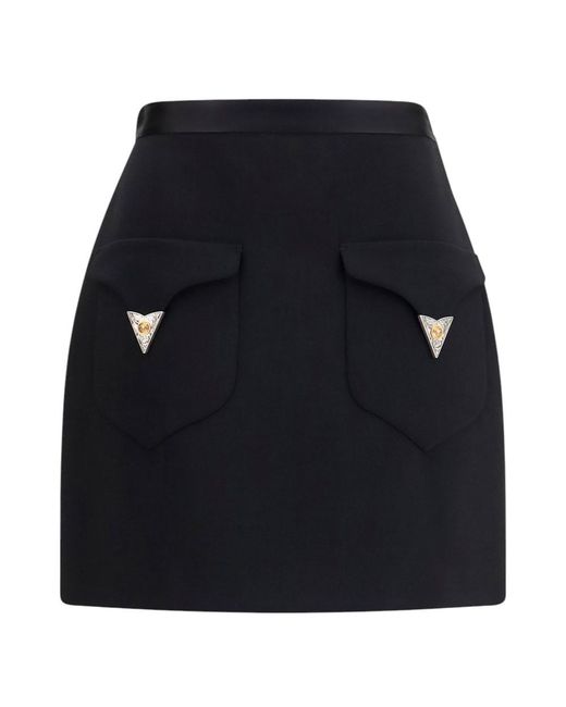 Versace Blue Solid Mini Skirt