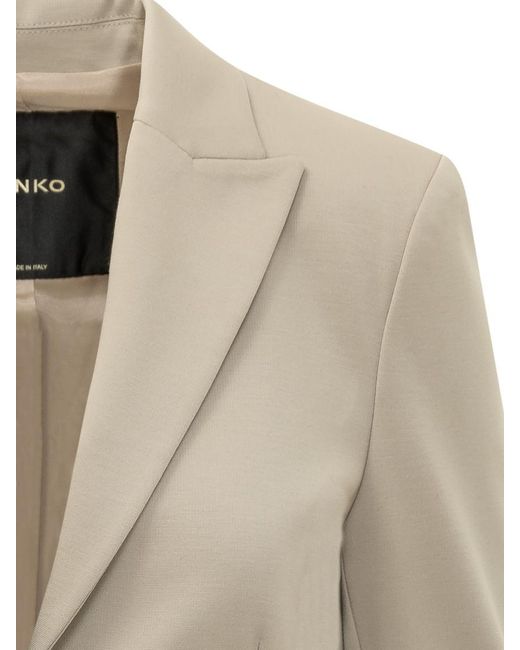 Pinko Natural Solid Notched Lapel Blazer