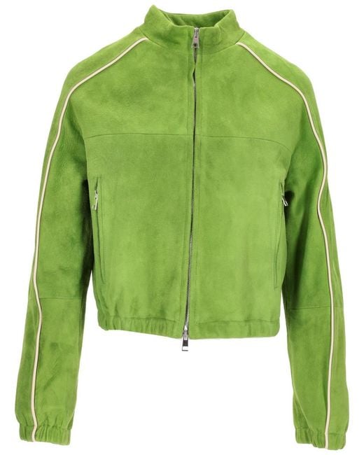 LA ROSE Green Suede Bomber