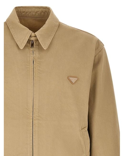 Prada Natural Solid Shirt Collar Jacket for men