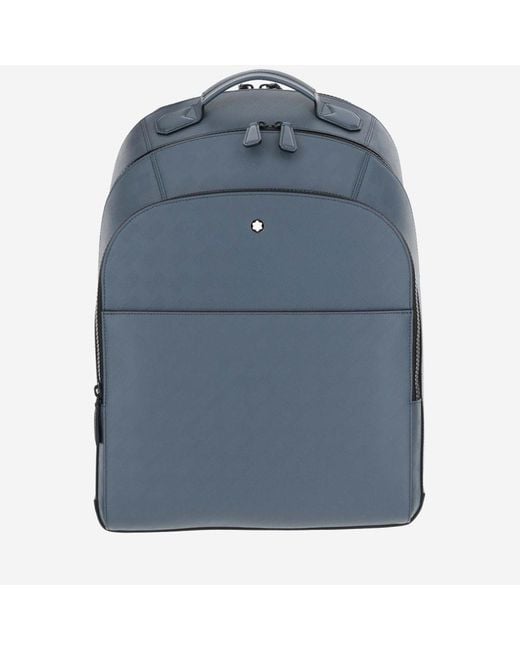 Montblanc Blue Leather Backpack for men