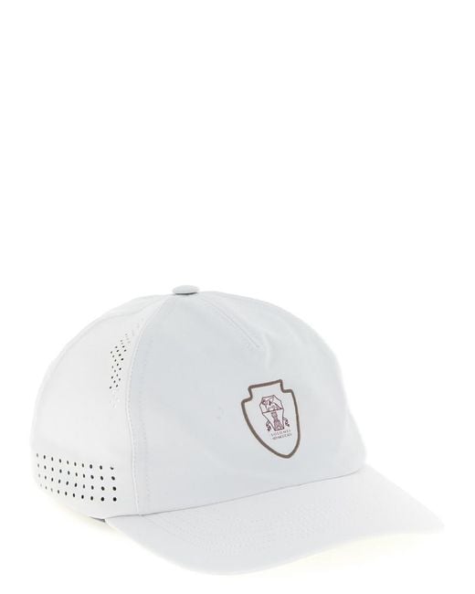 Brunello Cucinelli White Logo Baseball Hat for men