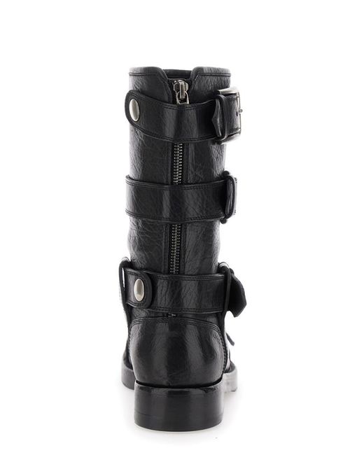 Dolce & Gabbana Black Ankle Boots With All-Over Buckles