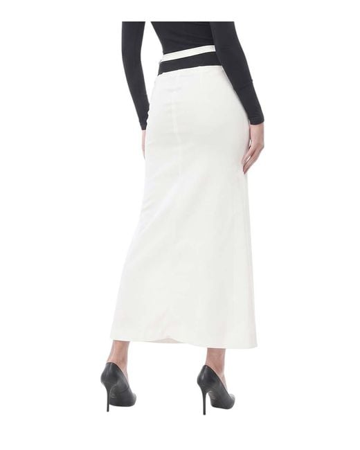 The Attico White Solid Midi Skirt