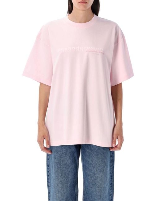 Alexander Wang Men's Pink Oversized Logo T-Shirt