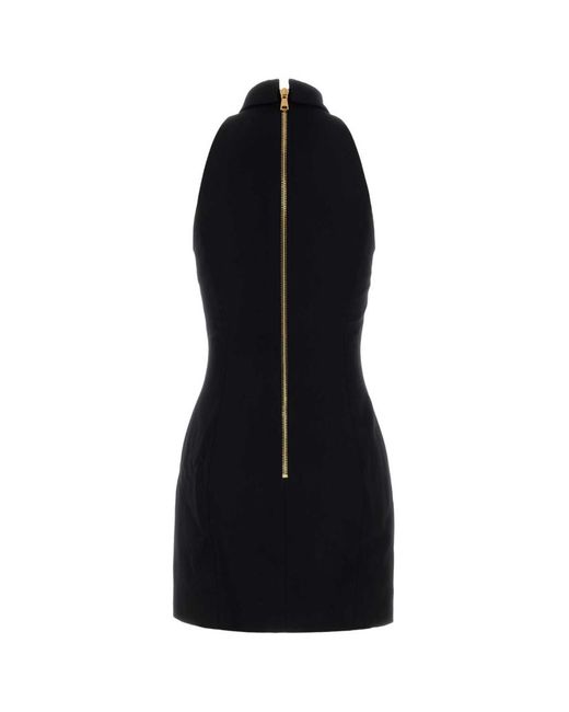 ワンピース Balmain Black Wool Mini Dress Balmain Wool Mini Dress in Black | Lyst