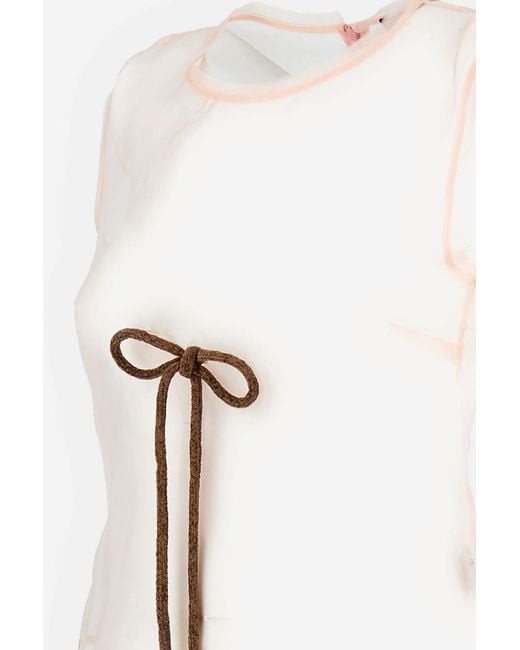 Simone Rocha Natural Sheer Frayed Contour Dart Top