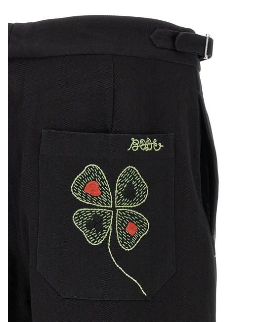 Bode Black 'Lucky Draw' Pants for men