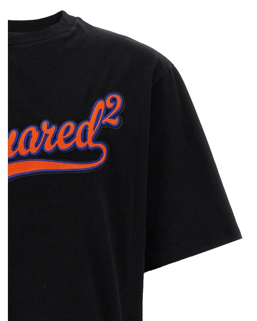 DSquared² Black Sponge Patch' T-Shirt for men