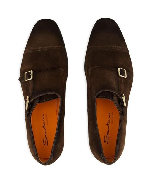 Santoni Brown Solid Dress Shoes for men