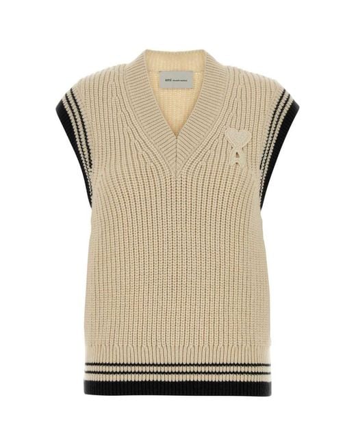 AMI Gray V Neck Sweaters for men